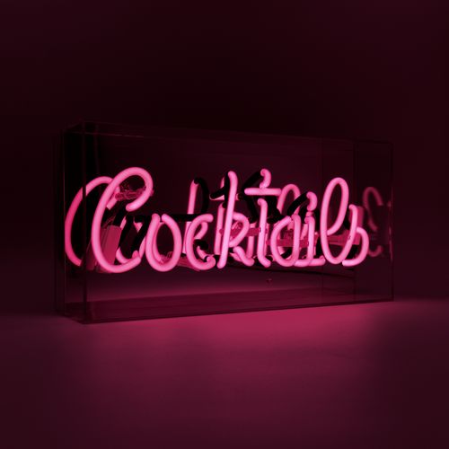 PINK 'COCKTAILS' ACRYLIC BOX NEON LIGHT